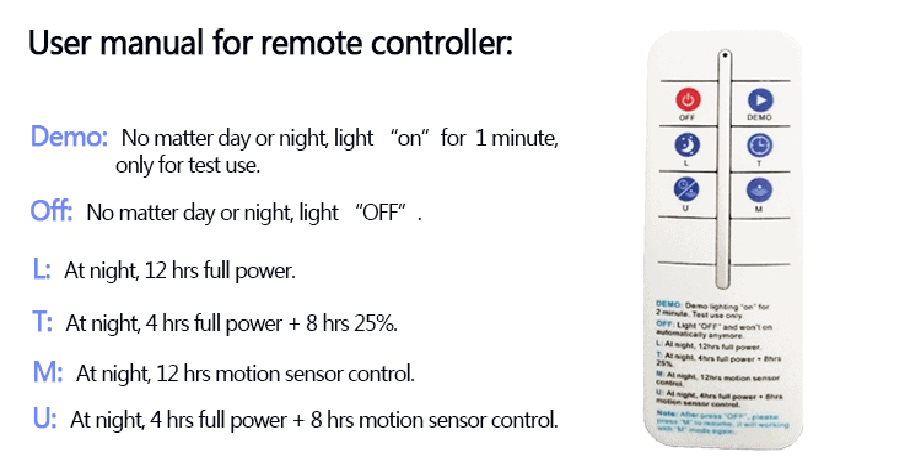 control remoto de farola solar