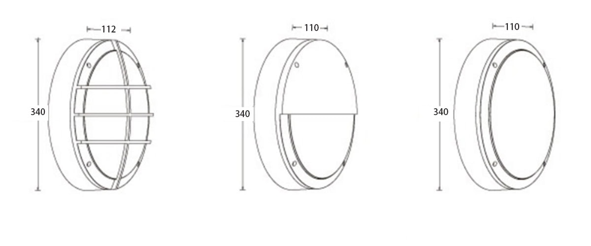 options de tailles de cloisons lumineuses rondes