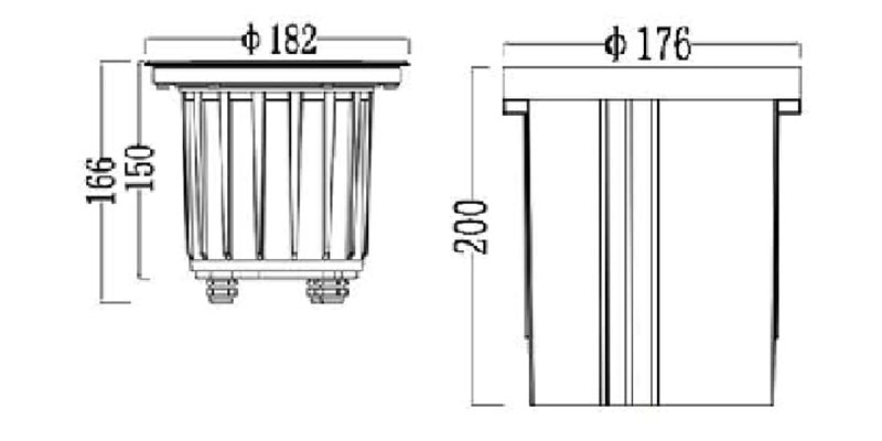 182mm underground light with reflector