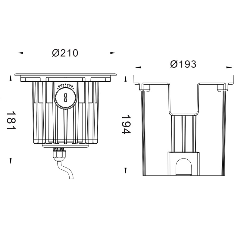 210 Refletor COB embutido