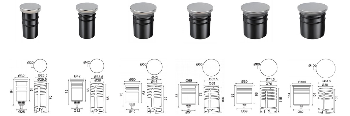 In Ground LED Lights sizes