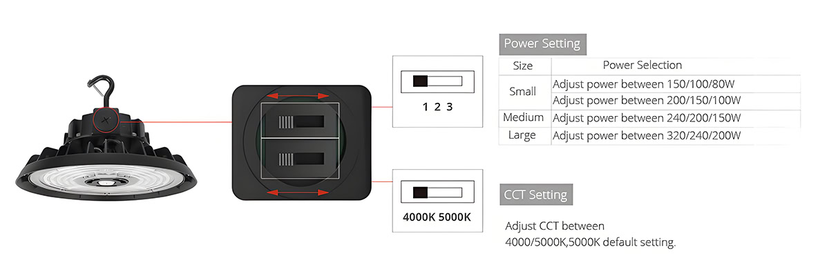 led ufo high bay light power setting