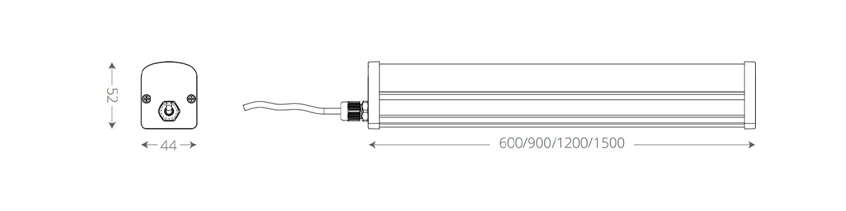 size of led tri proof lamp