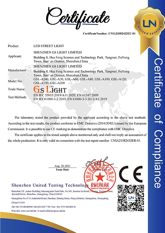 LED Street light A Series - EMC