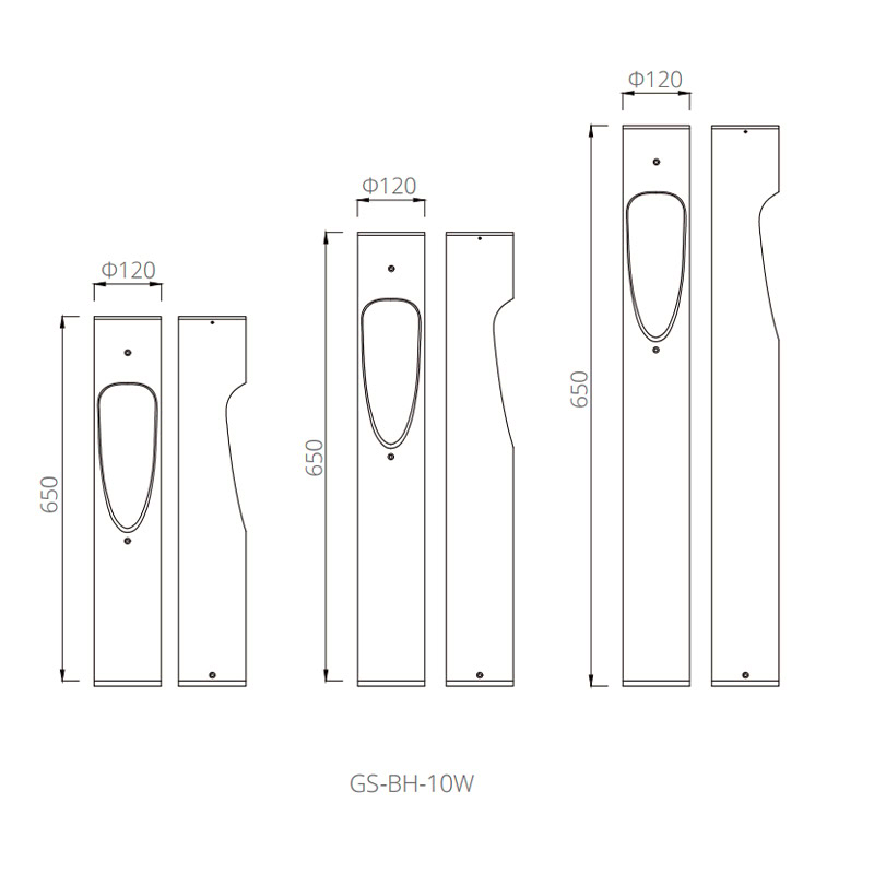 led bollard lamps size gs