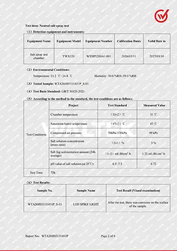 Neutral Salt Spray Test Verification